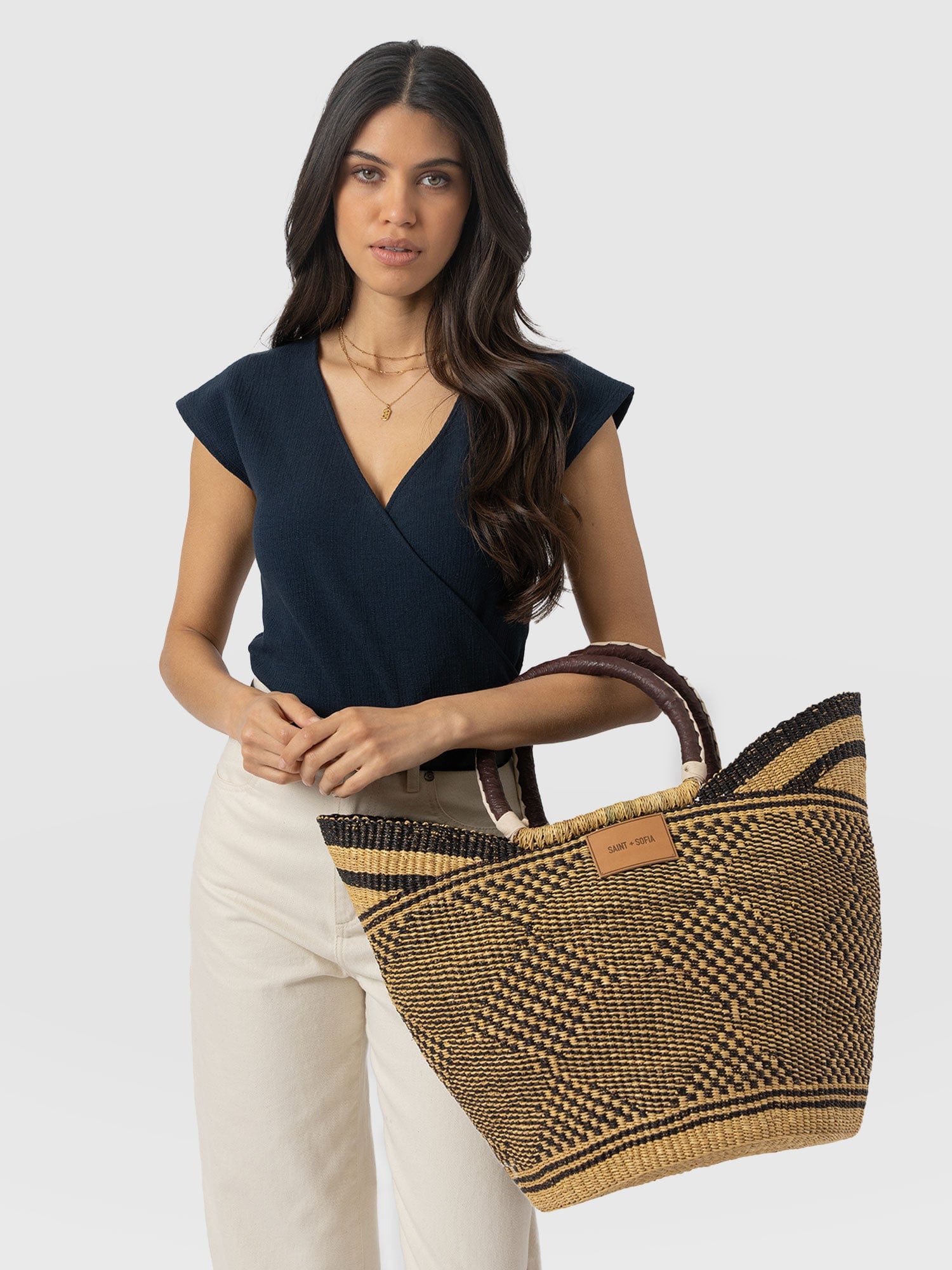 Heidi Large Basket Bag - Navy - Women's Handbags | Saint + Sofia® USA